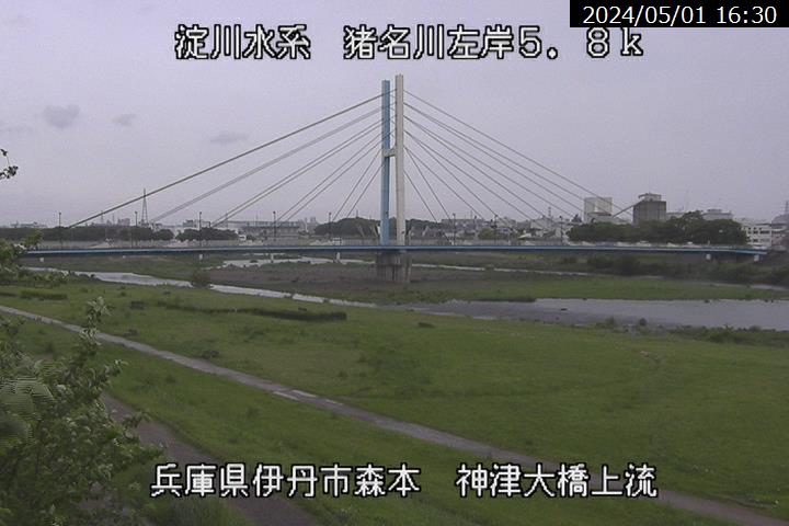 兵庫県の河川ライブカメラ｢猪名川 伊丹市森本(神津大橋)｣のライブ画像